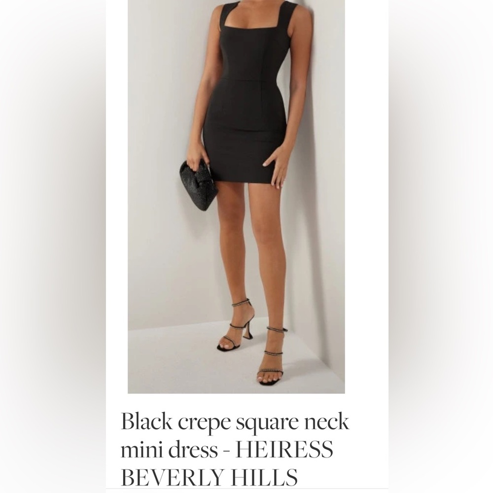 Black crepe square neck mini dress - HEIRESS BEVERLY HILLS